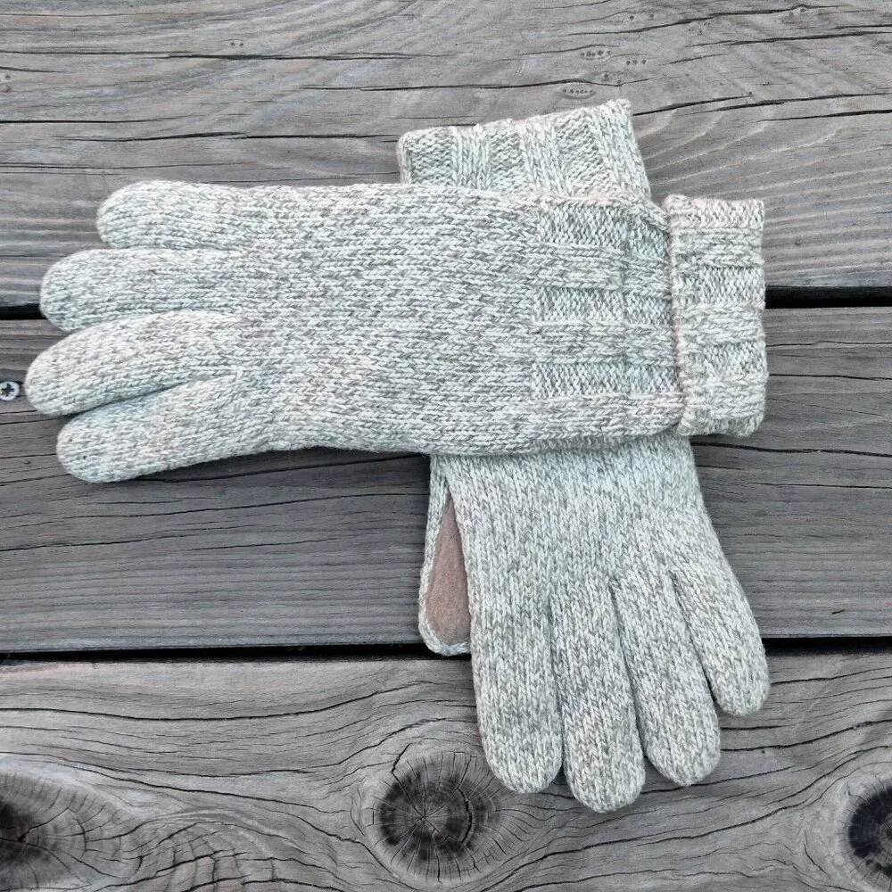 One Size VTG Wool Suede Blend Beige Fleece Lined Gloves RN#17541